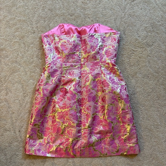Lilly Pulitzer Raya Strapless Gold Floral Jacquard Dress Size 6 EUC $328 Fancy - Picture 5 of 11